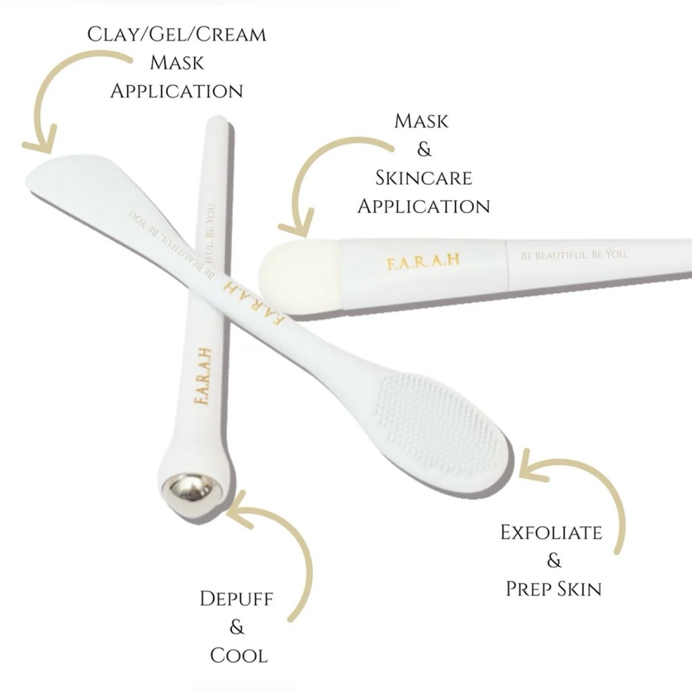 F.A.R.A.H Skin Retreat Set Face Utensils for application white/ gold NEW! - Picture 3 of 4